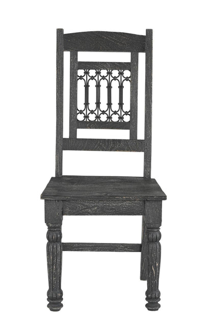 Set of Two Black Wood Slat Back Dining Side Chairs - Loft&Timber
