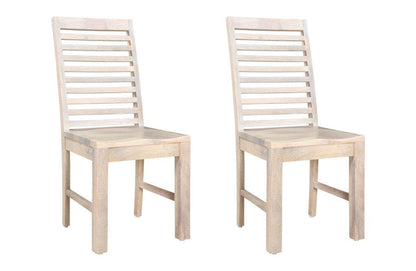 Set of Two White Wood Ladder Back Dining Side Chairs - Loft&Timber