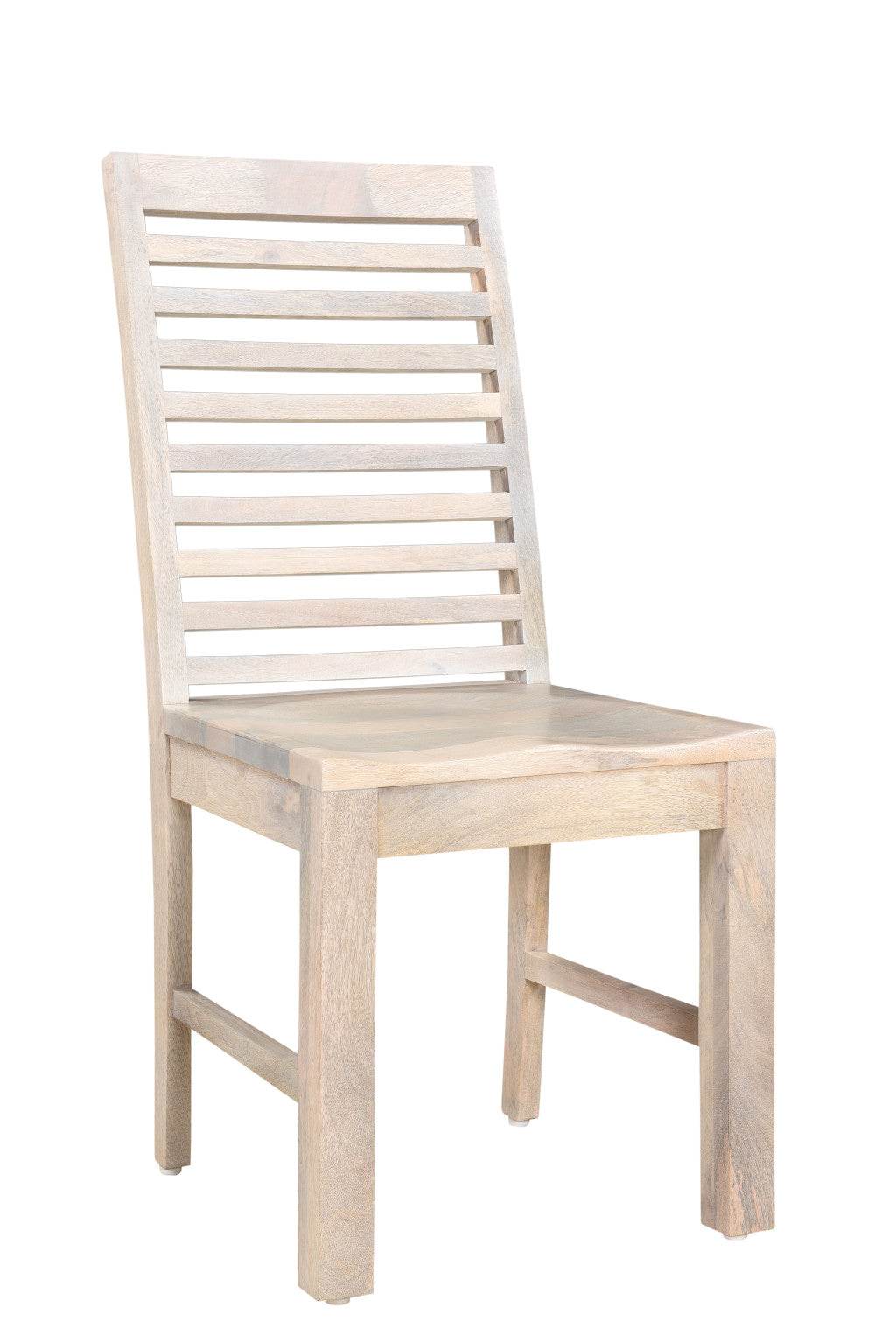 Set of Two White Wood Ladder Back Dining Side Chairs - Loft&Timber