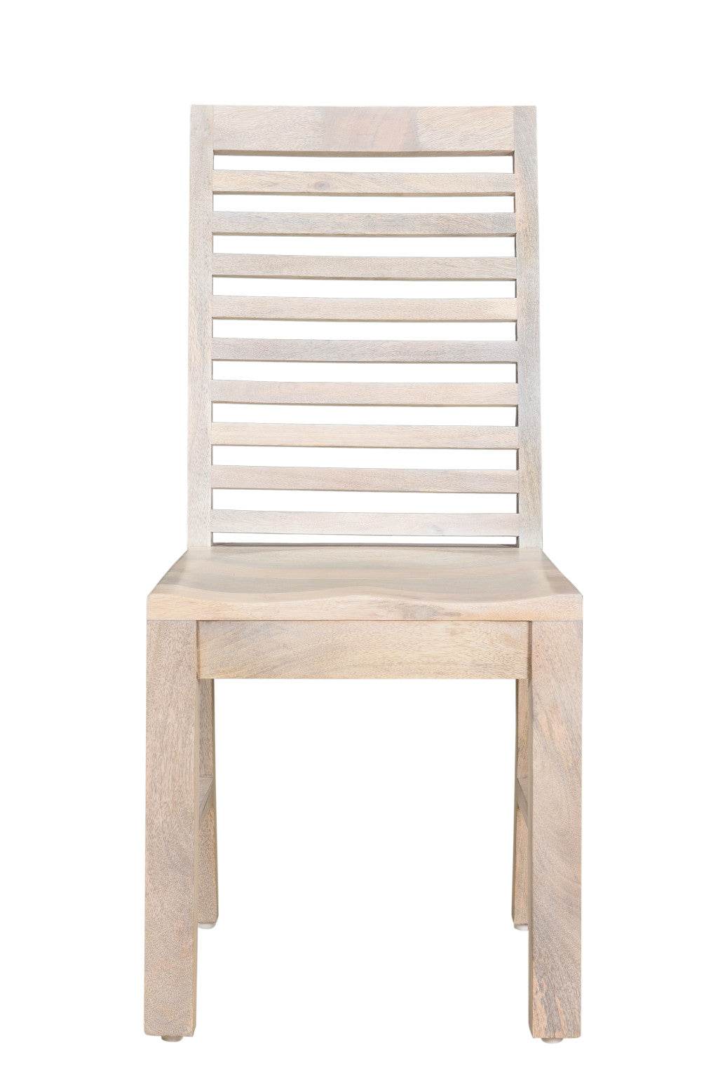 Set of Two White Wood Ladder Back Dining Side Chairs - Loft&Timber