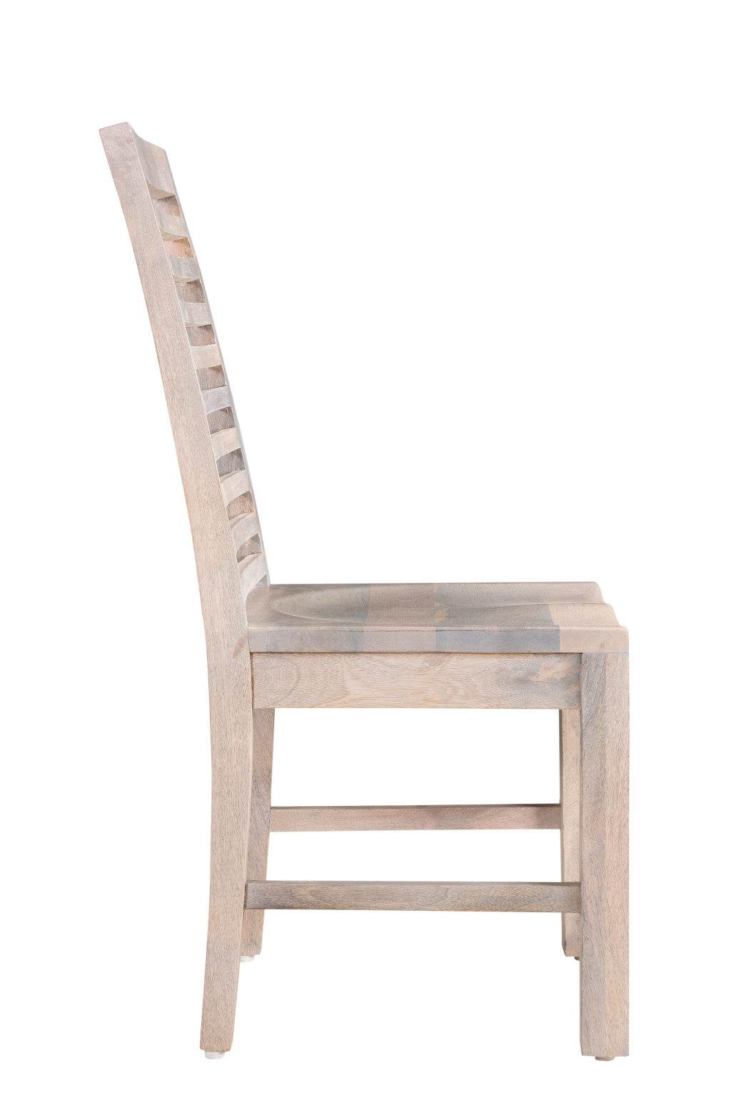 Set of Two White Wood Ladder Back Dining Side Chairs - Loft&Timber