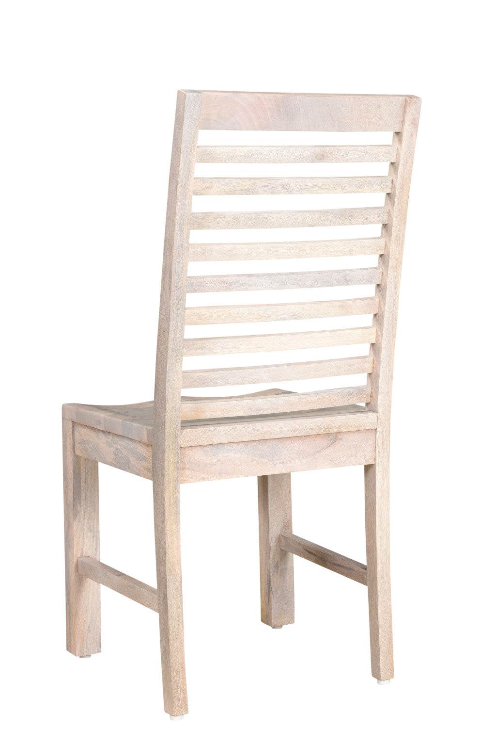 Set of Two White Wood Ladder Back Dining Side Chairs - Loft&Timber