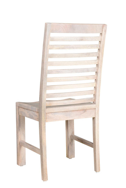 Set of Two White Wood Ladder Back Dining Side Chairs - Loft&Timber