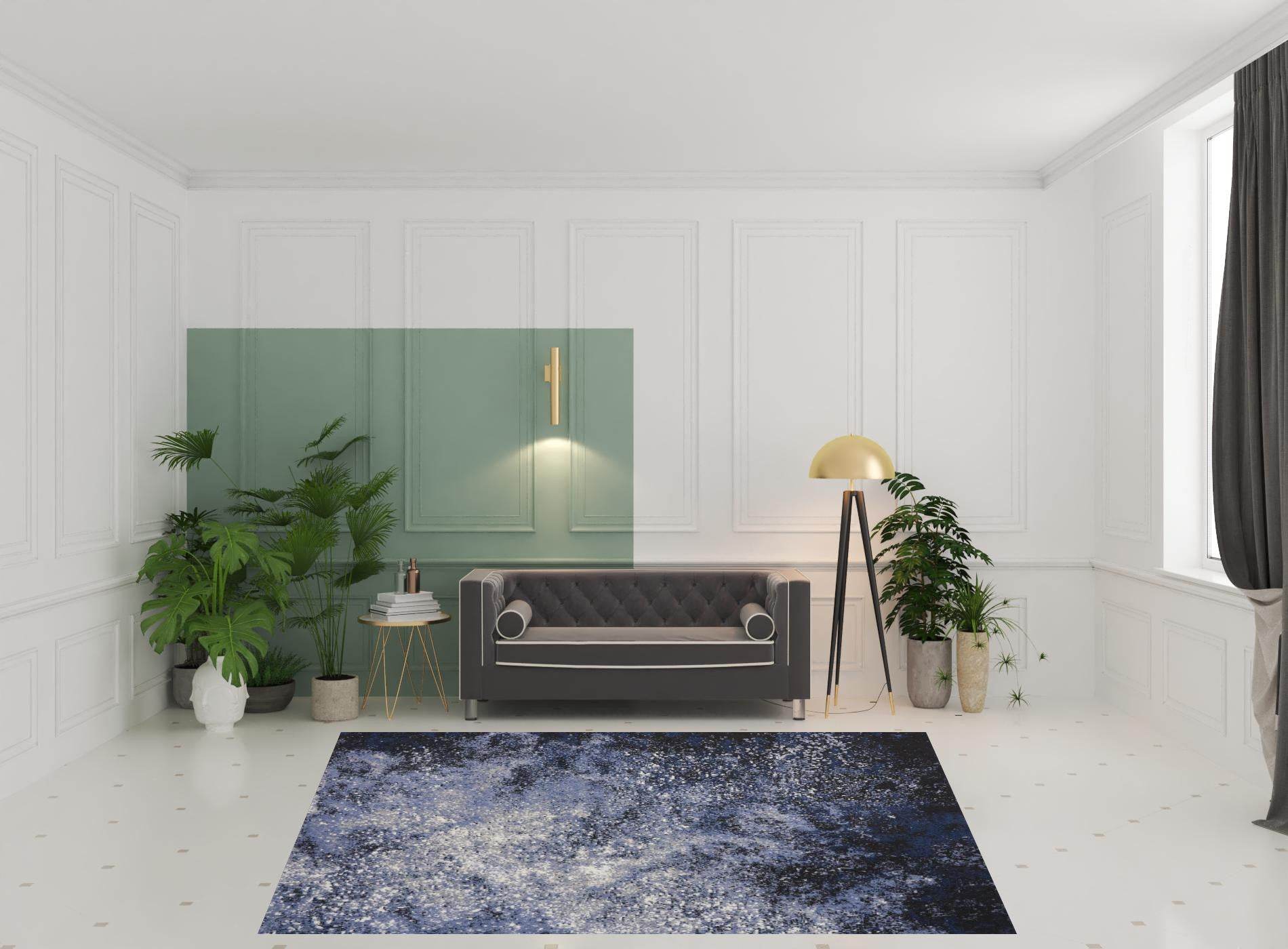 8' X 10' Light Blue Abstract Power Loom Distressed Area Rug - Loft&Timber