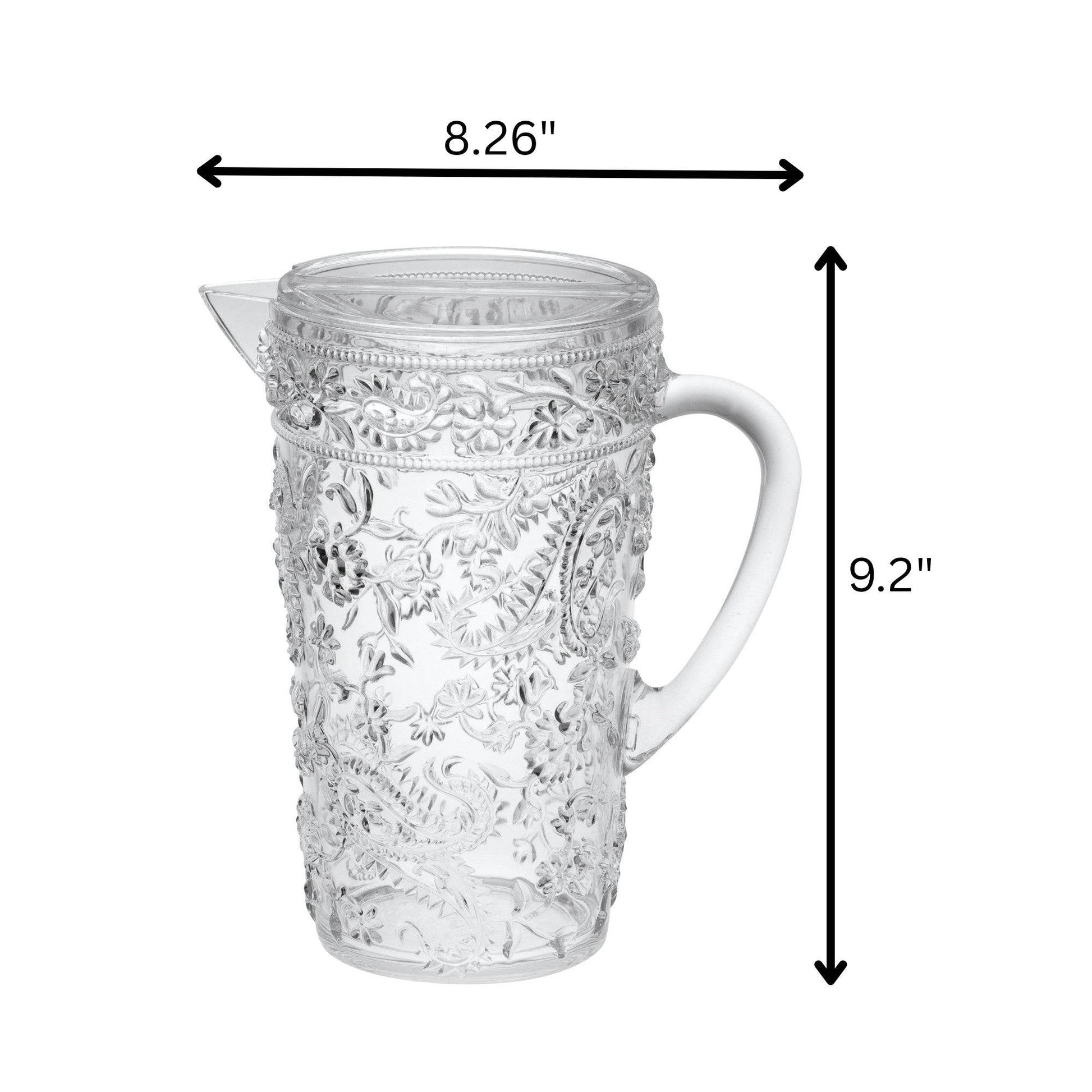 2.5 Quart Clear Paisley Acrylic Pitcher - Loft&Timber
