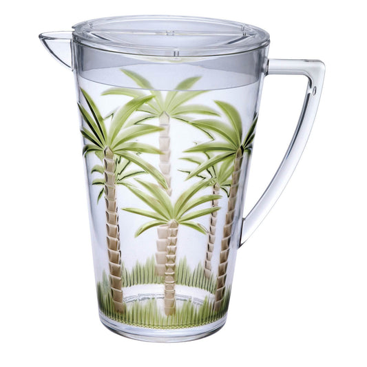 2.5 Quart Clear and Green Palm Tree Acrylic Pitcher - Loft&Timber