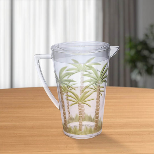 2.5 Quart Clear and Green Palm Tree Acrylic Pitcher - Loft&Timber