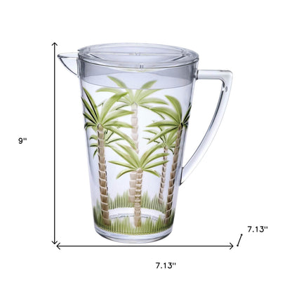 2.5 Quart Clear and Green Palm Tree Acrylic Pitcher - Loft&Timber