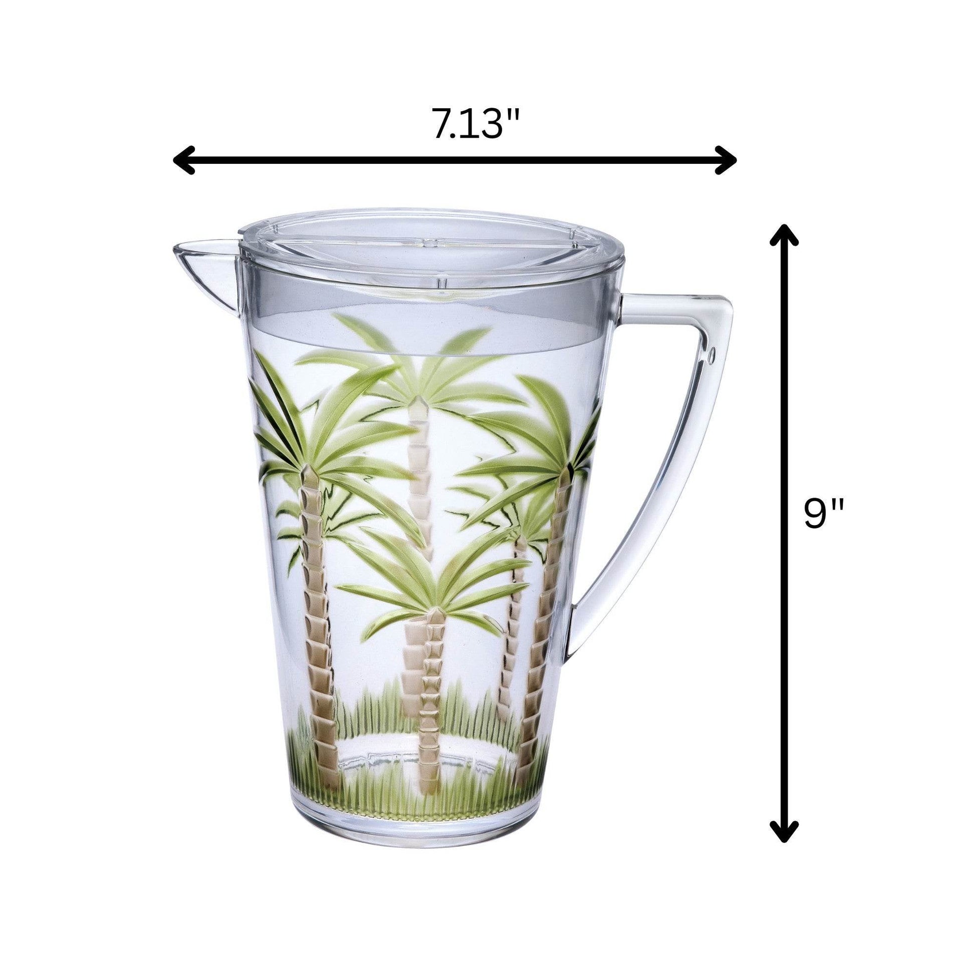 2.5 Quart Clear and Green Palm Tree Acrylic Pitcher - Loft&Timber