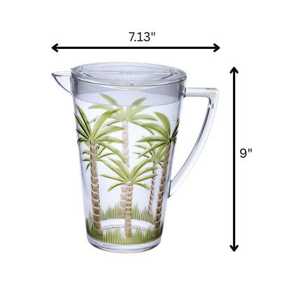 2.5 Quart Clear and Green Palm Tree Acrylic Pitcher - Loft&Timber