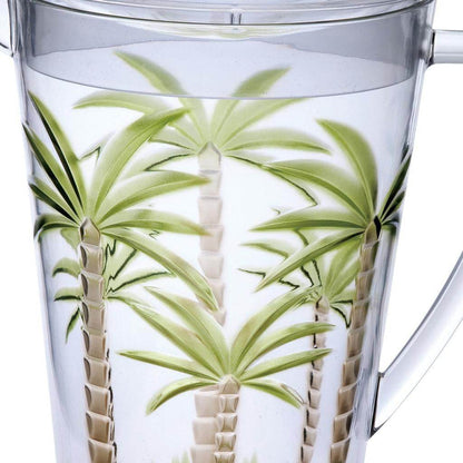 2.5 Quart Clear and Green Palm Tree Acrylic Pitcher - Loft&Timber