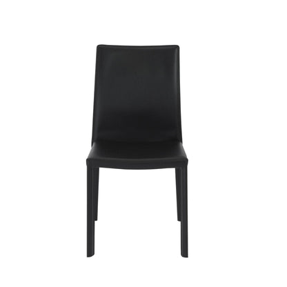 Set of Two Black Upholstered Leather Dining Side Chairs - Loft&Timber