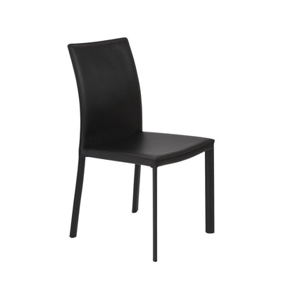 Set of Two Black Upholstered Leather Dining Side Chairs - Loft&Timber