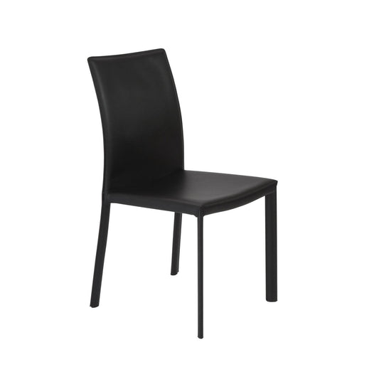 Set of Two Black Upholstered Leather Dining Side Chairs - Loft&Timber