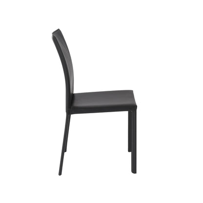 Set of Two Black Upholstered Leather Dining Side Chairs - Loft&Timber