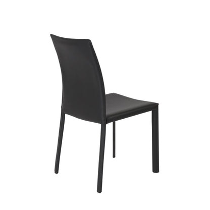 Set of Two Black Upholstered Leather Dining Side Chairs - Loft&Timber