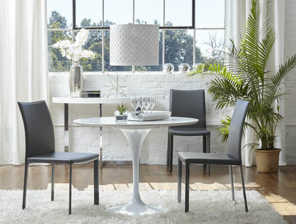Set of Two Black Upholstered Leather Dining Side Chairs - Loft&Timber