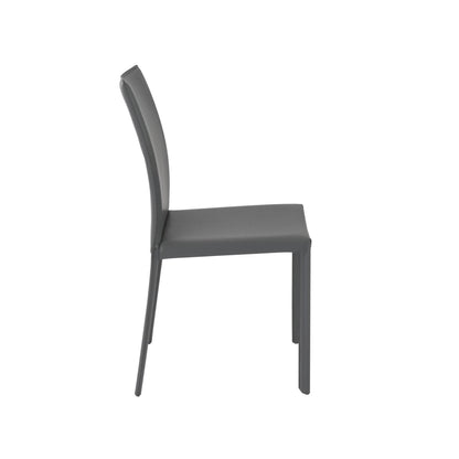 Set of Two Gray Upholstered Leather Dining Side Chairs - Loft&Timber