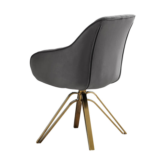 23" Gray Velvet And Gold Swivel Arm Chair - Loft&Timber