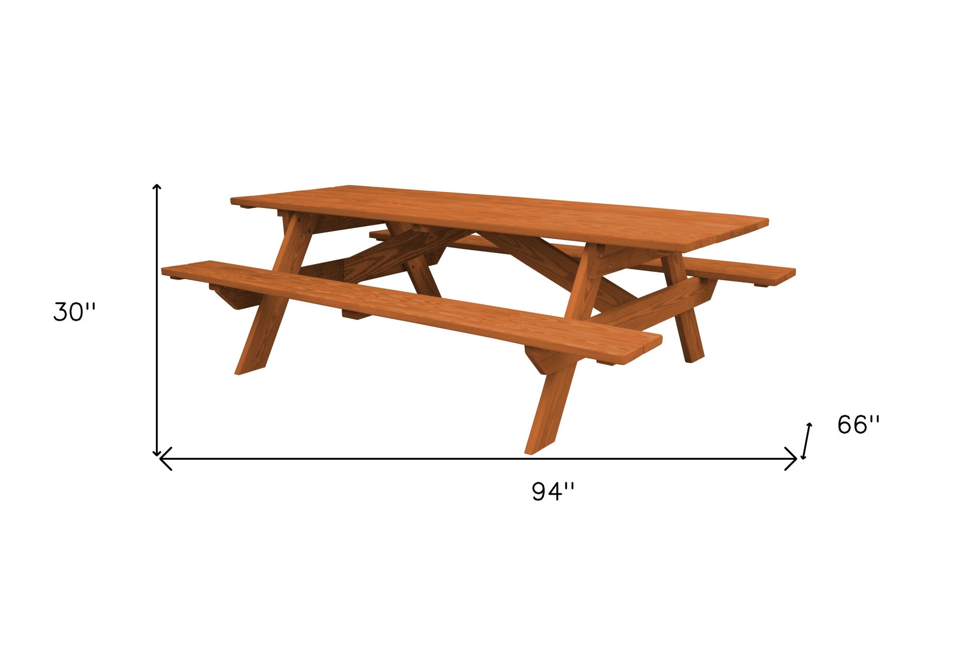 94" Brown Solid Wood Outdoor Picnic Table-3