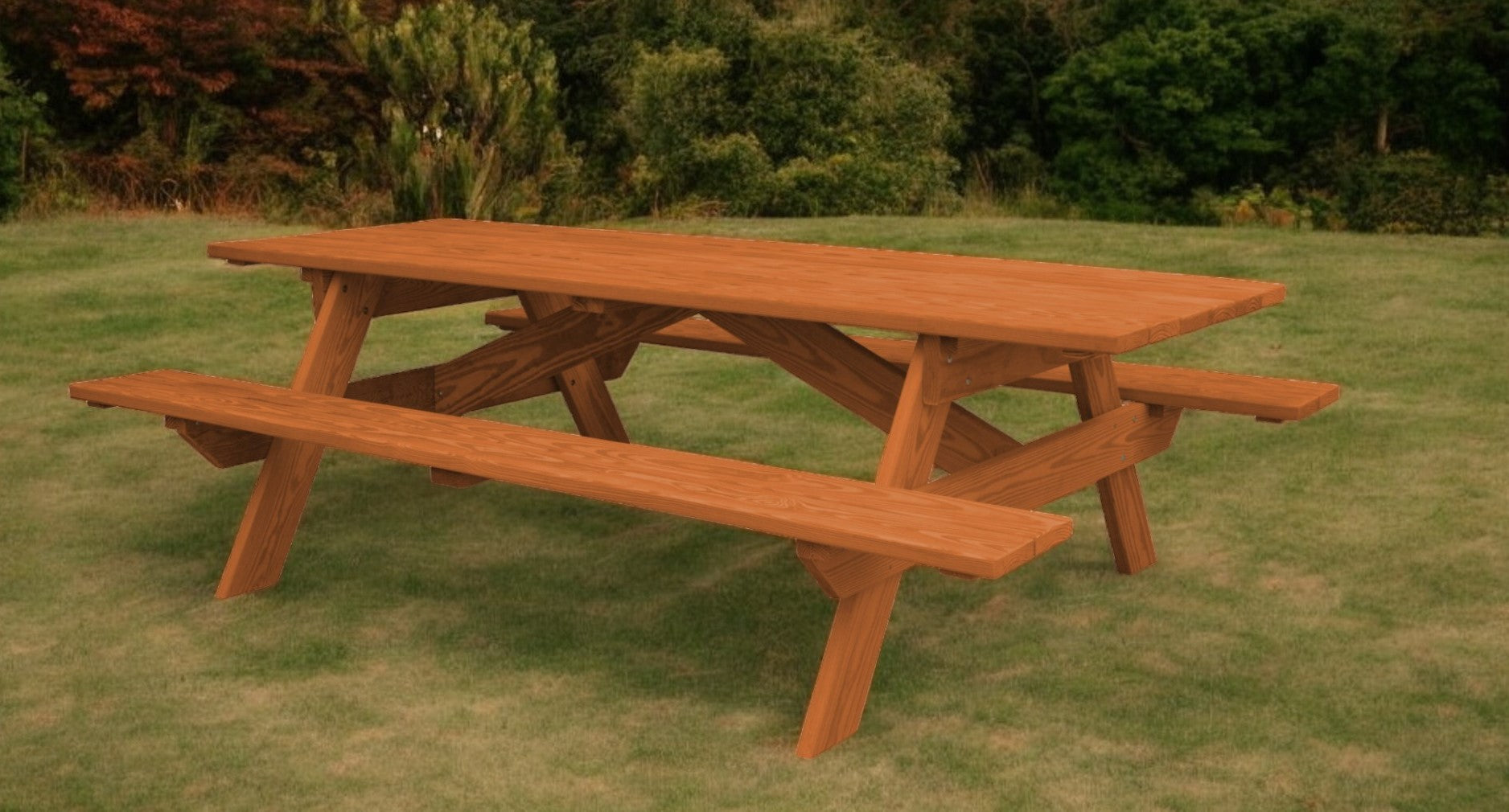 94" Brown Solid Wood Outdoor Picnic Table-0