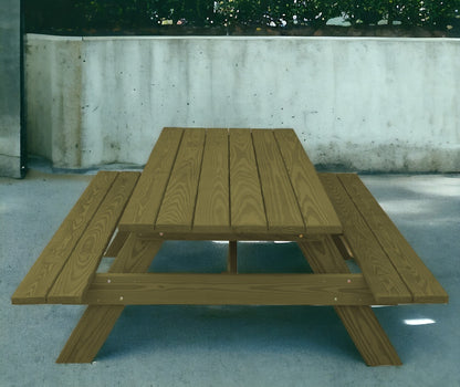 94" Green Solid Wood Outdoor Picnic Table-0