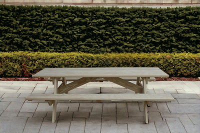 94" Natural Solid Wood Outdoor Picnic Table-0
