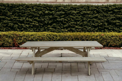 94" Natural Solid Wood Outdoor Picnic Table-0