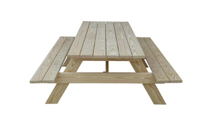94" Natural Solid Wood Outdoor Picnic Table-3