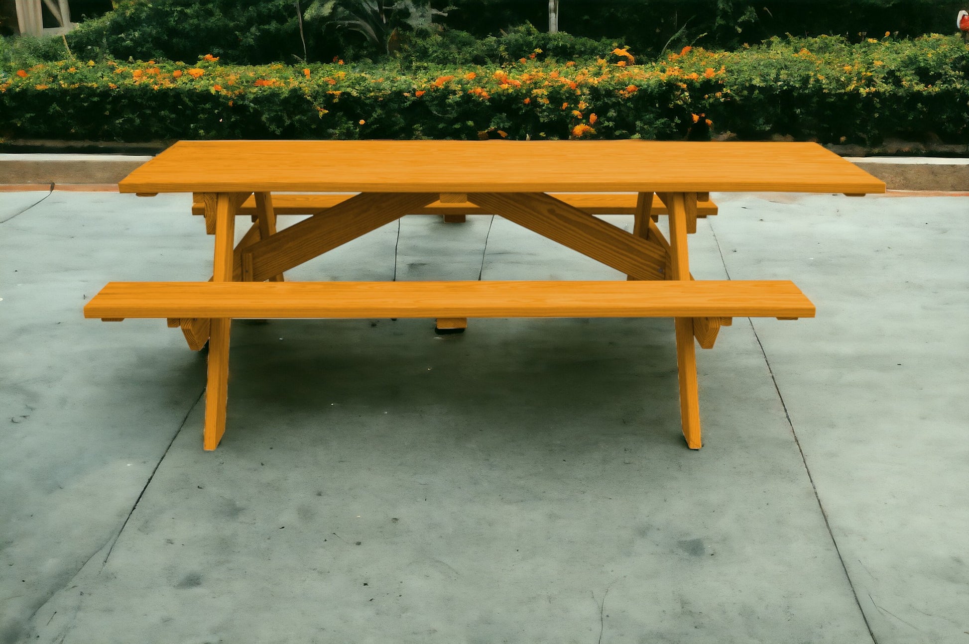 94" Natural Solid Wood Outdoor Picnic Table-0