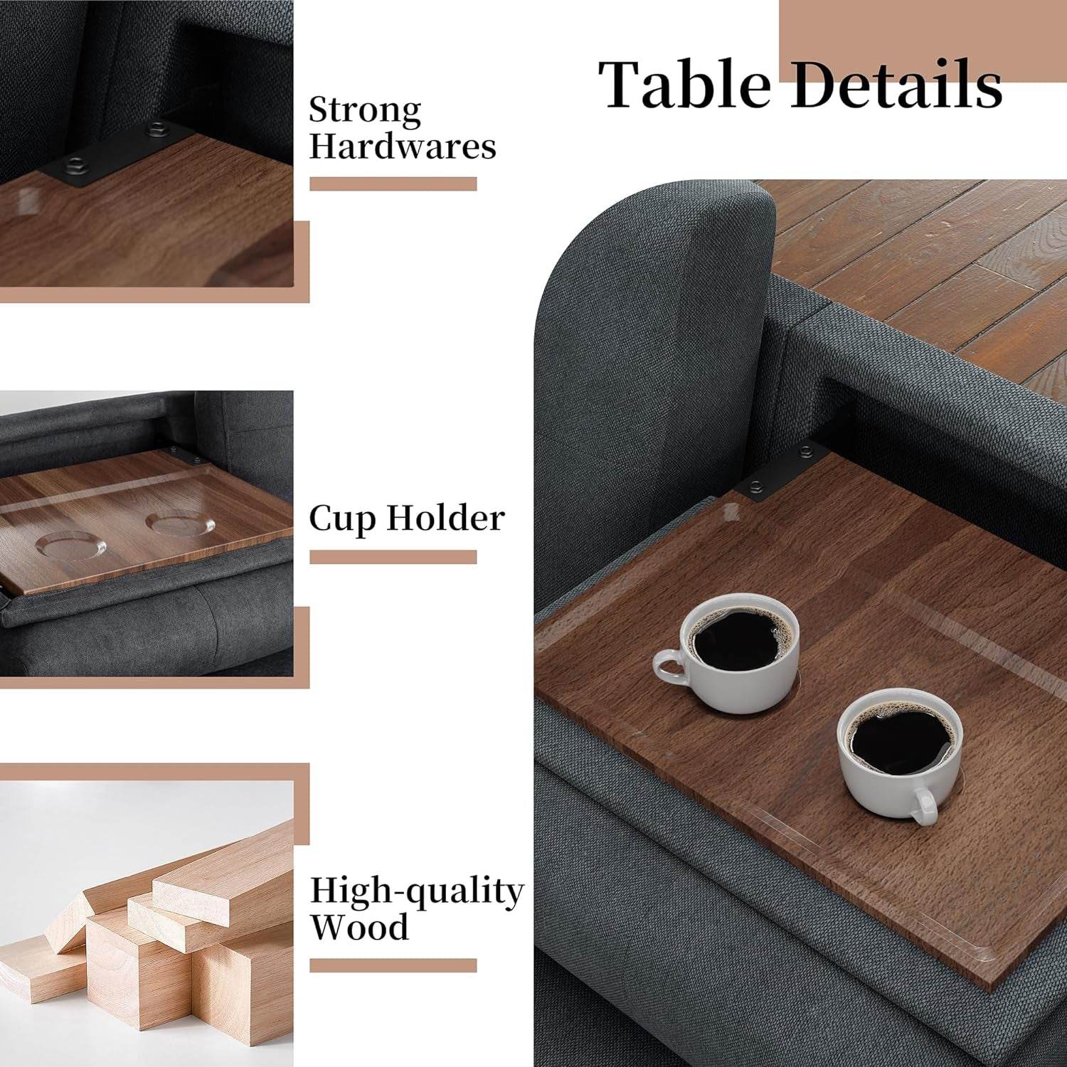 Dark Gray L-Shaped Sectional Couch with Storage - Loft&Timber