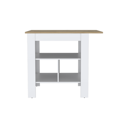35" Natural and White Wood Kitchen Island With Storage - Loft&Timber