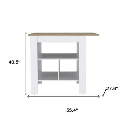 35" Natural and White Wood Kitchen Island With Storage - Loft&Timber