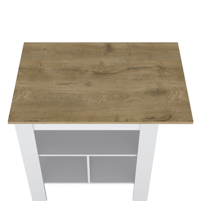 35" Natural and White Wood Kitchen Island With Storage - Loft&Timber
