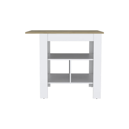 35" Natural and White Wood Kitchen Island With Storage - Loft&Timber
