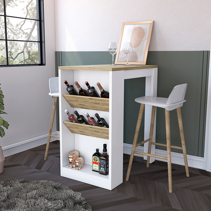 36" Natural and White Wood Kitchen Island With Storage - Loft&Timber