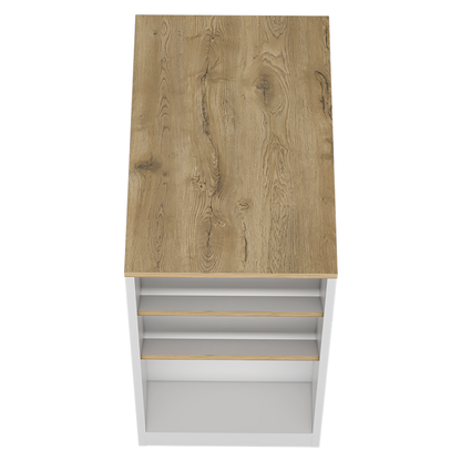 36" Natural and White Wood Kitchen Island With Storage - Loft&Timber