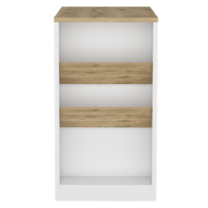 36" Natural and White Wood Kitchen Island With Storage - Loft&Timber