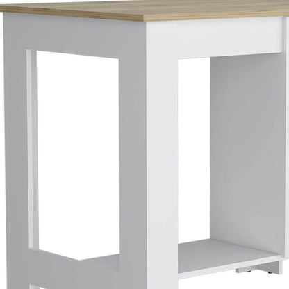 Set of Two Oak and White Wood Kitchen Island And Pantry Cabinet - Loft&Timber