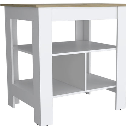 41" Natural and White Wood Kitchen Island Set With Storage - Loft&Timber