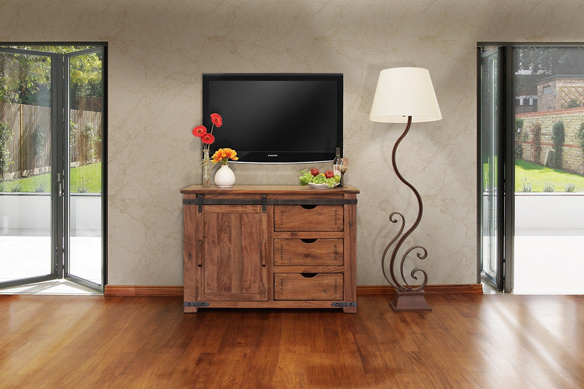 50" Brown Solid Wood Enclosed Storage Distressed TV Stand-6