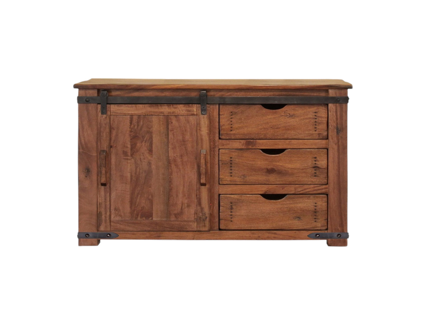 50" Brown Solid Wood Enclosed Storage Distressed TV Stand-1