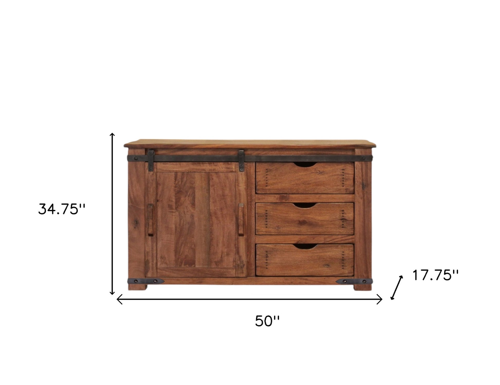 50" Brown Solid Wood Enclosed Storage Distressed TV Stand-3