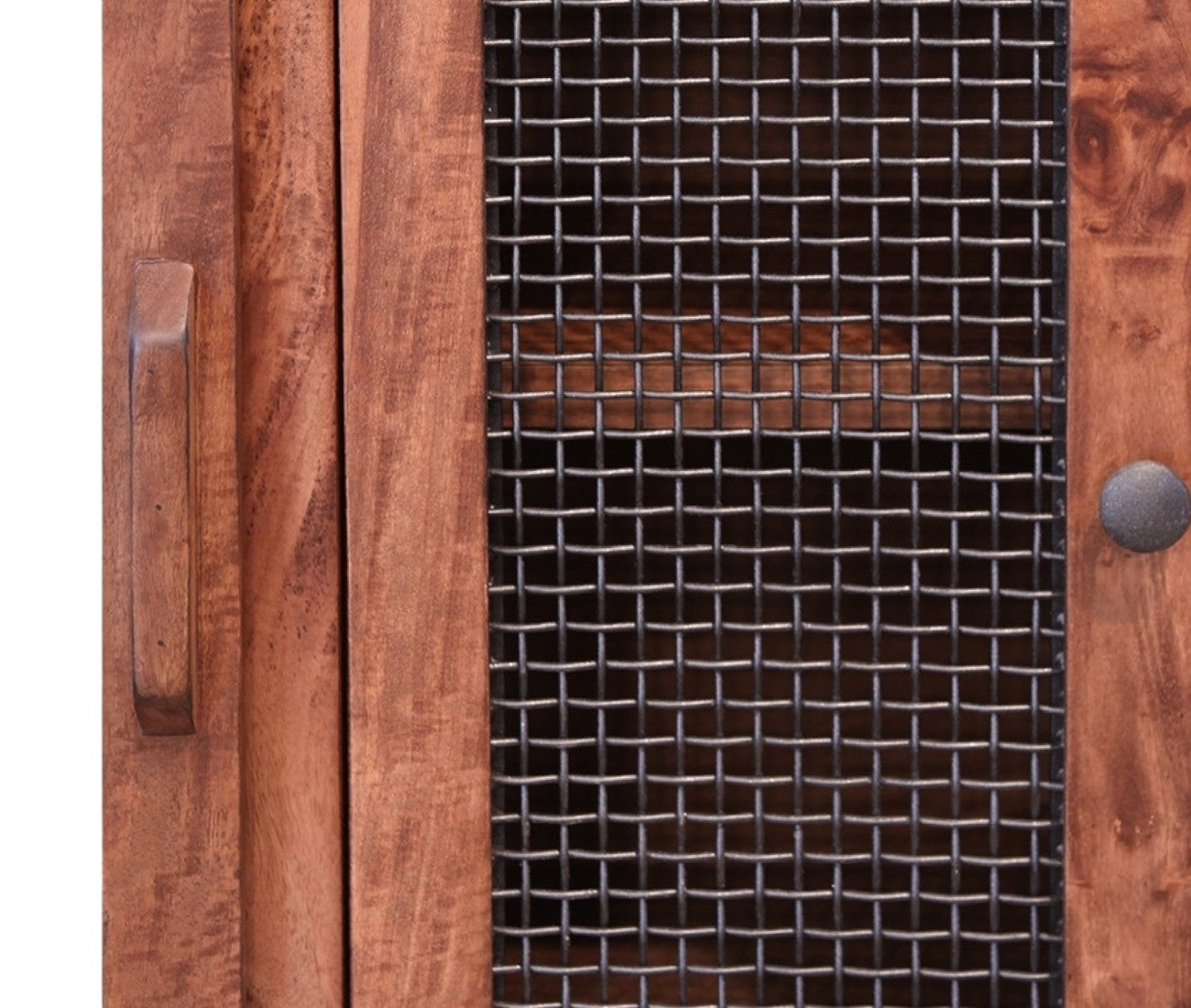 70" Brown Solid Wood Cabinet Enclosed Storage Distressed TV Stand-3