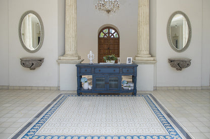 70" Blue Mango Solid Wood Open shelving Distressed TV Stand-4