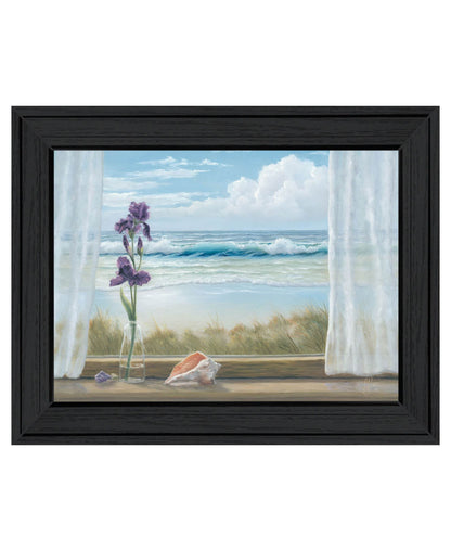 Irises on Windowsill Black Framed Print Wall Art - Loft&Timber
