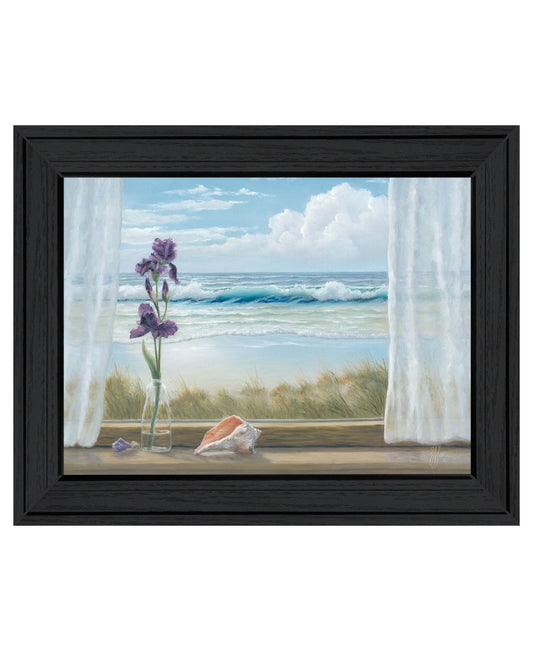 Irises on Windowsill Black Framed Print Wall Art - Loft&Timber