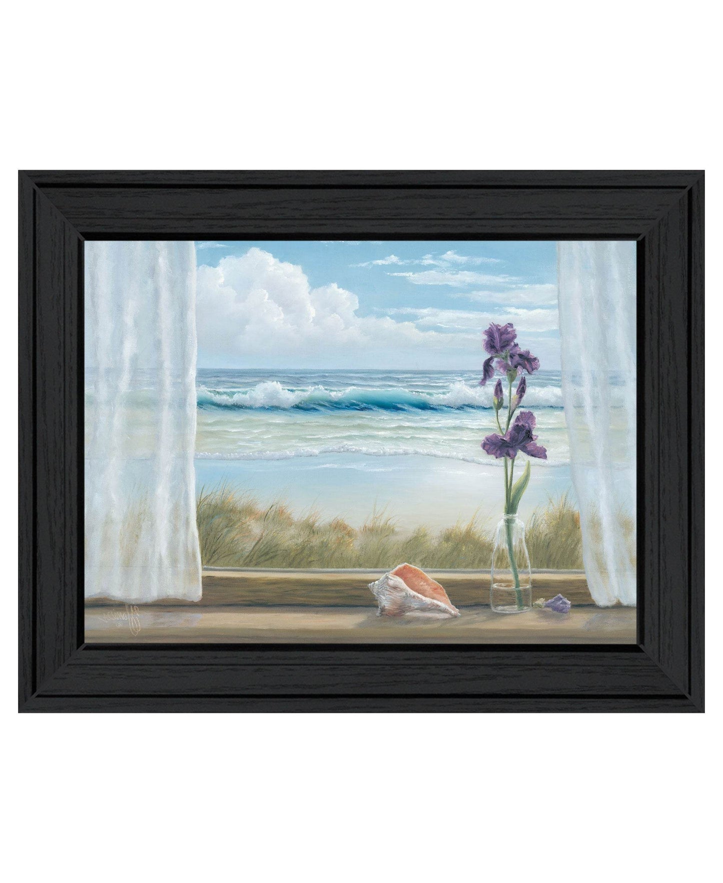 Irises on Windowsill Black Framed Print Wall Art - Loft&Timber