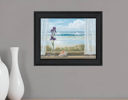 Irises on Windowsill Black Framed Print Wall Art - Loft&Timber