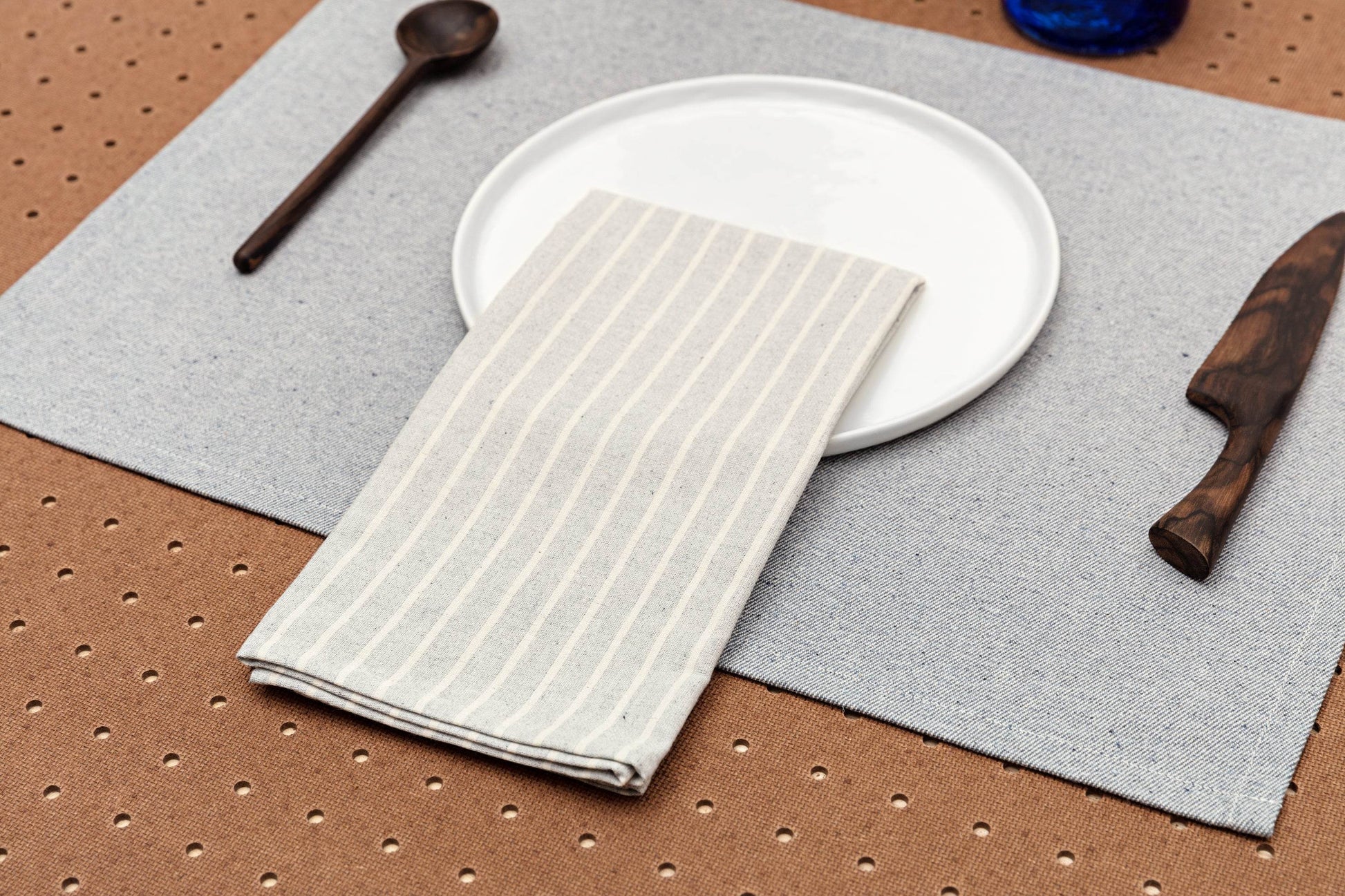 Cloth Napkins - Grey Striped and Natural Striped - Loft&Timber